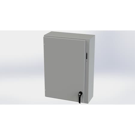 Saginaw Control & Engineering 2 Point Latch with Padlock Handle Electrical Enclosures, 36 in H, 10 in D, 25.38 in W, Carbon Steel SCE-36XEL2510LP